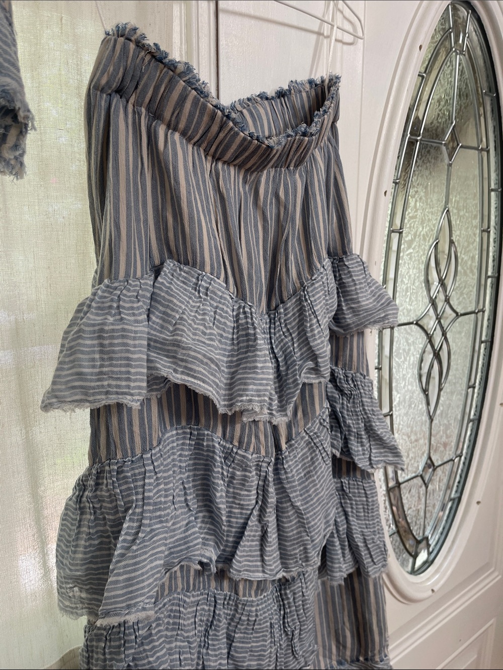 Free People Striped Ruffle Set in Light Blue and White - Picture 6 of 6
